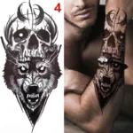 1PC Black Forest Tattoo Sticker For Men Women Tiger Wolf Death Skull Temporary  Fake Henna Skeleton King Animal Tatoo - Image 5
