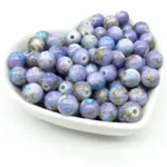 50pcs 8mm Printing Gold Color Wire Round Bead Acrylic Beads for Jewelry Making  DIY Accessory #RoLi - Image 2