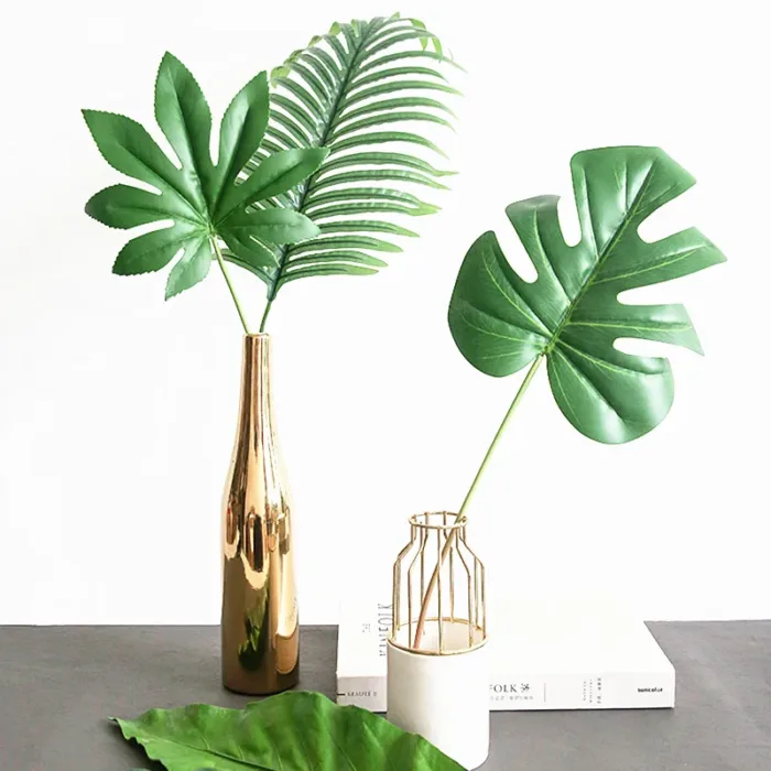 Artificial Single Palm Leaf Fake Tropical Plants Simulation Monstera Branch Flower Arrangement Accessori Hotel Home House Decor - Image 5
