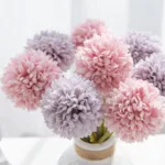 5Pcs Silk Ball Chrysanthemum Wedding Artificial Flower Christmas Decor Vase for Home Scrapbooking Flower Arrangement Accessories - Image 2