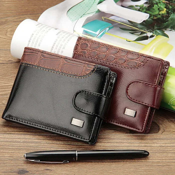 New Brand Trifold Wallet Men Clutch Money Bag Patchwork Leather Men Wallets Short Male Purse with Coin Pocket Card Holder - Image 3