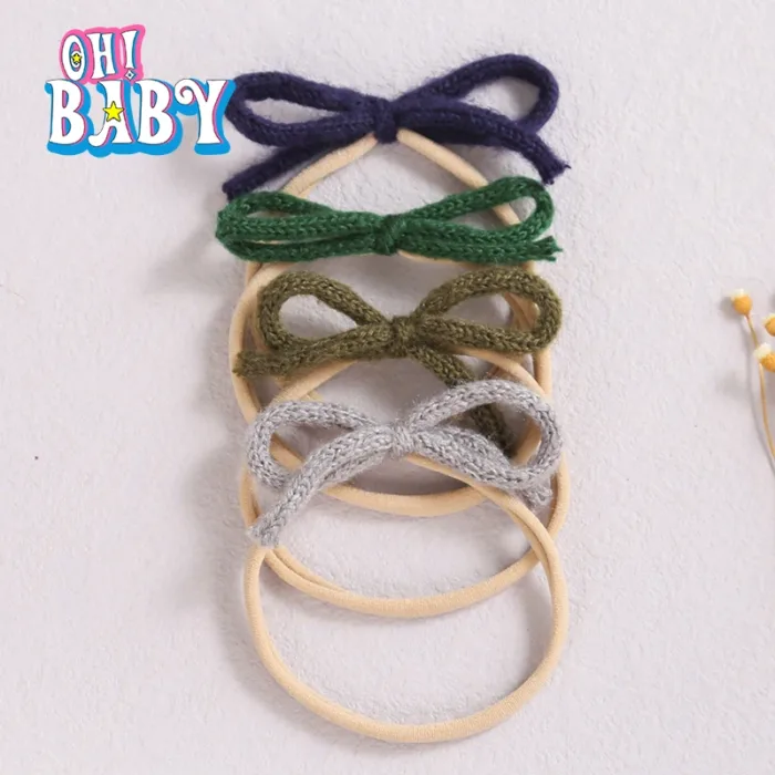 1pcs Wool Bow Elastic Baby Headband for Newborn Girls Hairbands Bowknot Infant Classical Headwear Turban Baby Hair Accessories - Image 1