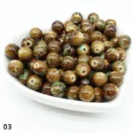 50pcs 8mm Printing Gold Color Wire Round Bead Acrylic Beads for Jewelry Making  DIY Accessory #RoLi - Image 11