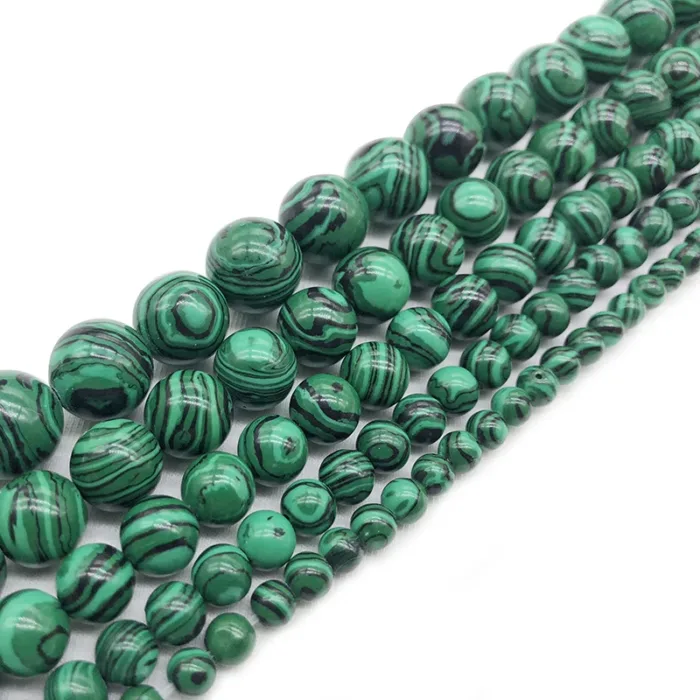Natural Green Malachite Stone Round Loose Beads 4 6 8 10 12 14mm For Jewelry Making Bracelet Necklace Diy  Strand 15" Wholesale - Image 1