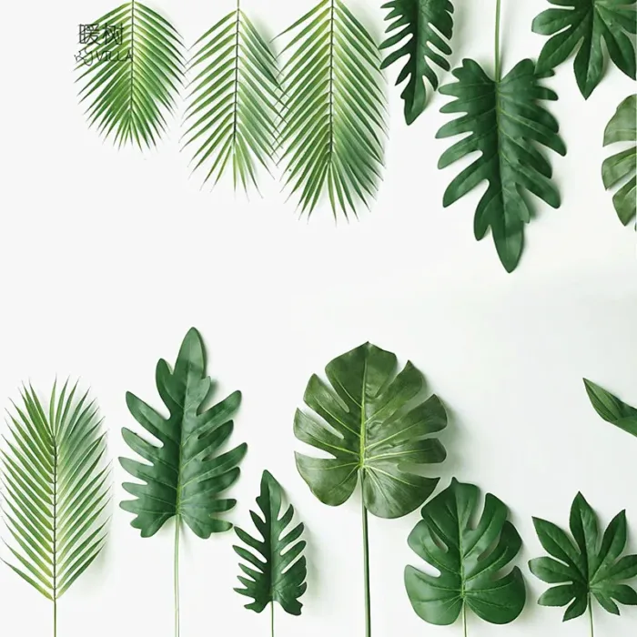 Artificial Single Palm Leaf Fake Tropical Plants Simulation Monstera Branch Flower Arrangement Accessori Hotel Home House Decor - Image 3