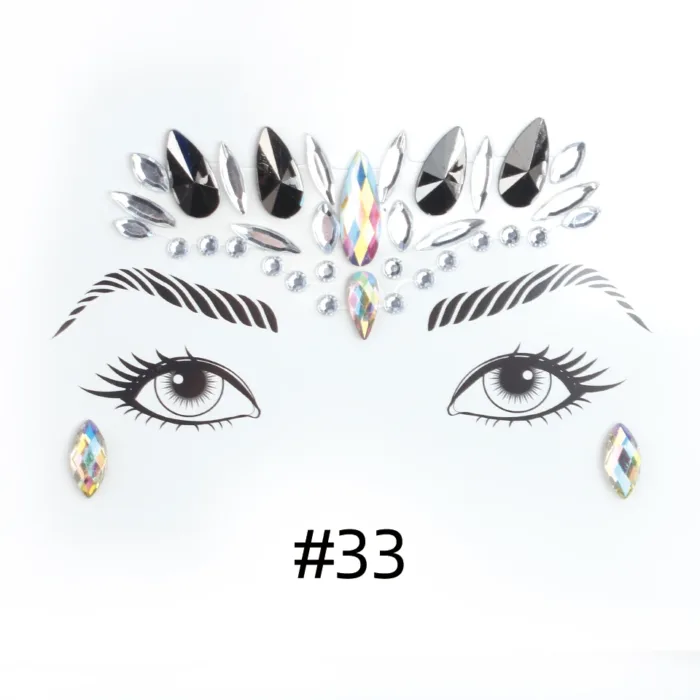 3D Sexy Face Tattoo Stickers Shiny Face Decoration Glitter Fake Tattoo Rhinestones Trendy Acrylic Drill Temporary Tattoo Sticker - Image 23