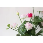 Mini Artificial Fake Lotus Bud with Leaf Fake Flower Wedding Home Decor - Image 3