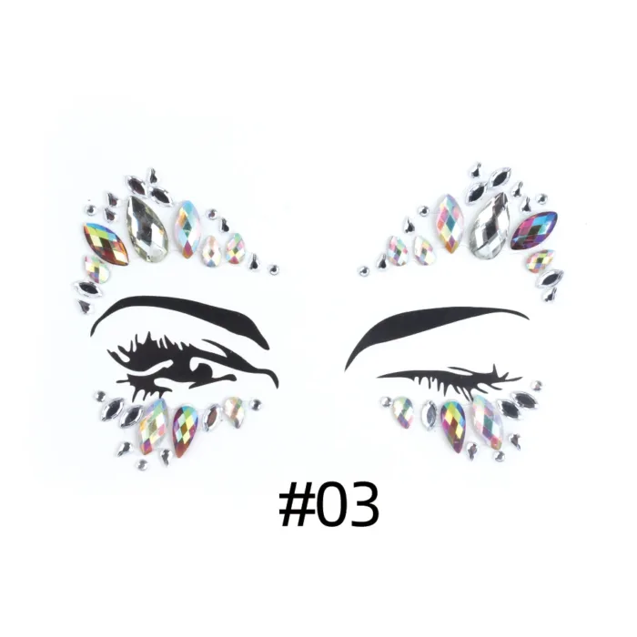 3D Sexy Face Tattoo Stickers Shiny Face Decoration Glitter Fake Tattoo Rhinestones Trendy Acrylic Drill Temporary Tattoo Sticker - Image 8