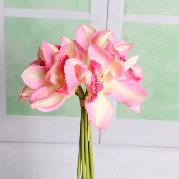 6Heads of Artificial Cymbidium Flower for Home Decor Table Orchid Real Touch Flower Wedding Bride Hand Bouquet Photography Props - Image 9