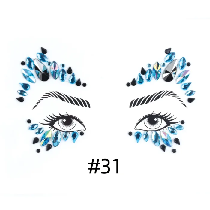 3D Sexy Face Tattoo Stickers Shiny Face Decoration Glitter Fake Tattoo Rhinestones Trendy Acrylic Drill Temporary Tattoo Sticker - Image 24