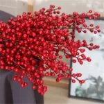 Artificial Holly Berry Red Fruits Branch, Christmas Decoration, Spring Festival, New Year, Home, 12 Fork, 2021 - Image 6