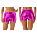 Womens Shiny Metallic Shorts Ladies Rave Party Pole Dance Clubwear Wetlook Booty Shorts Mid Waist Elastic Waistband Hot Pants - Image 10