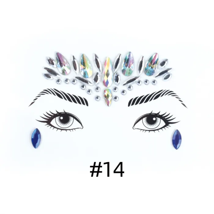 3D Sexy Face Tattoo Stickers Shiny Face Decoration Glitter Fake Tattoo Rhinestones Trendy Acrylic Drill Temporary Tattoo Sticker - Image 19