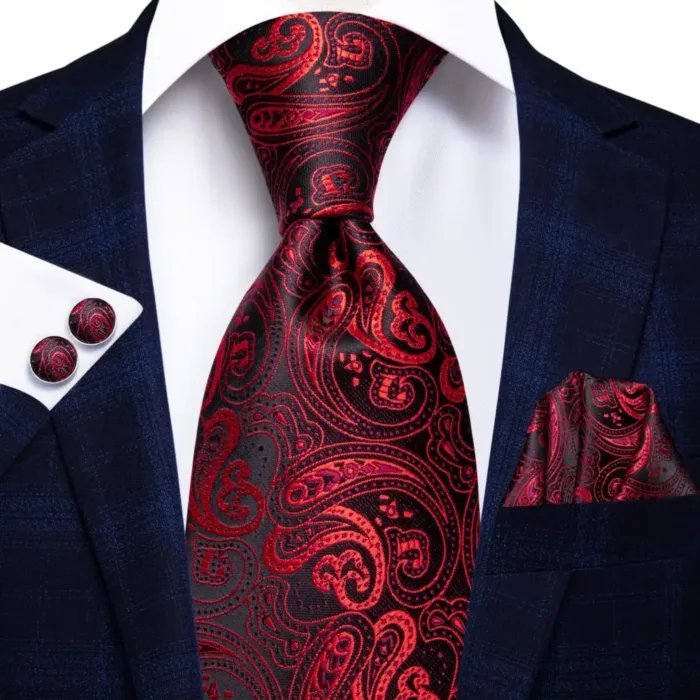 Hi-Tie Designer Black Blue Striped 63inch Silk Men Tie Extra Long Ties for Men Woven Classic 160cm Men Necktie Pocket Square Set - Image 36