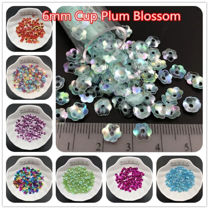 30g/Lot 6mm Cup Plum Blossom Loose Sequins Paillettes For Sewing ,Shoes,Hat,Kids DIY,Crafts Accessories Wholesale - Image 1