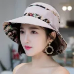W85 Hat Women's Simple Fashion Ethnic Style Sun Hat Diagonal Wide Brim UV Protection Basin Hat Cotton Hat - Image 8