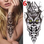 1PC Black Forest Tattoo Sticker For Men Women Tiger Wolf Death Skull Temporary  Fake Henna Skeleton King Animal Tatoo - Image 9