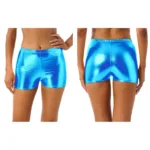 Womens Shiny Metallic Shorts Ladies Rave Party Pole Dance Clubwear Wetlook Booty Shorts Mid Waist Elastic Waistband Hot Pants - Image 12