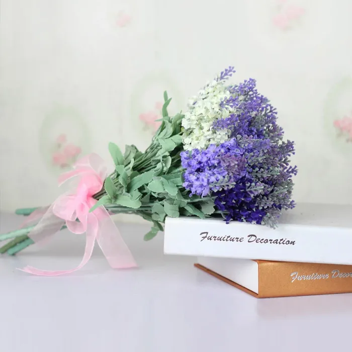 10 Heads Romantic Provence Lavender Silk Artificial Flowers Purple Bouquet Plastic Fake Flower White for Home Wedding Decoration - Image 2