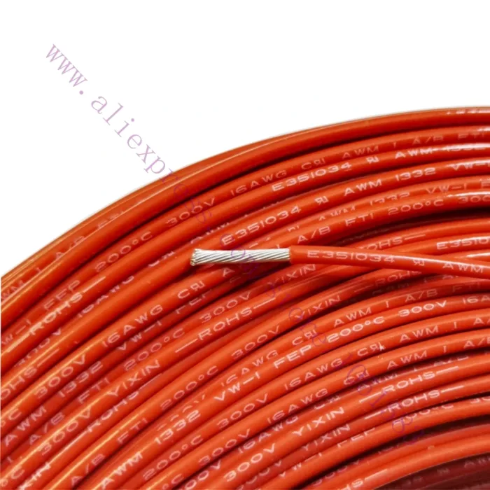 5 meters UL1332# 16AWG PTFE Insulated Wire 300V 22A High temperature resistant 200C For 3D printer hot bed Power Supply - Image 1