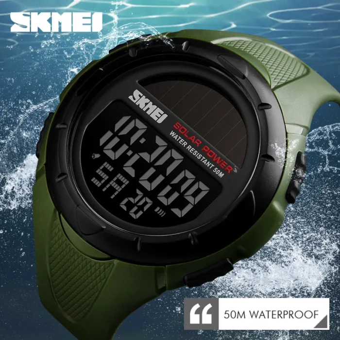 SKMEI Solar Power Men Sports Watches Waterproof LED Digital Watch Men Luxury Brand Electronic Mens Wrist Watch Relogio Masculino - Image 5
