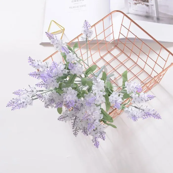 10 Heads Romantic Provence Lavender Silk Artificial Flowers Purple Bouquet Plastic Fake Flower White for Home Wedding Decoration - Image 6