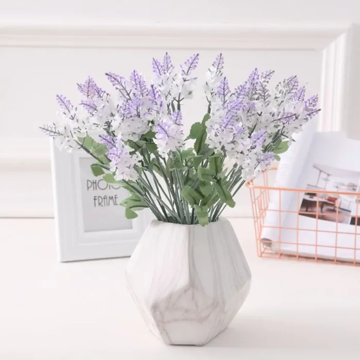 10 Heads Romantic Provence Lavender Silk Artificial Flowers Purple Bouquet Plastic Fake Flower White for Home Wedding Decoration - Image 5