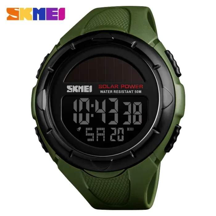 SKMEI Solar Power Men Sports Watches Waterproof LED Digital Watch Men Luxury Brand Electronic Mens Wrist Watch Relogio Masculino - Image 9