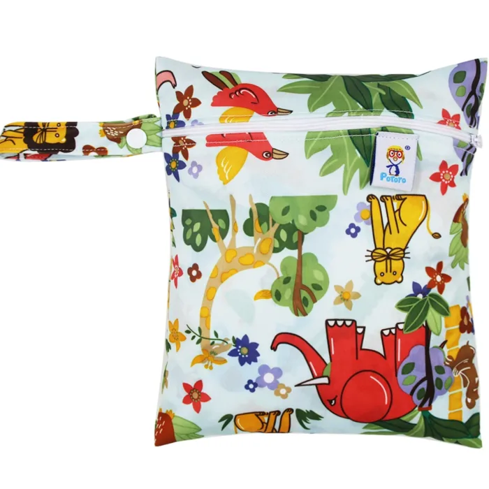 Waterproof Reusable Wet Bag Printed Pocket Nappy Organizers Travel Wet Dry Bags 25x20cm Small Diaper Bag Wet Clothing Mommy Bag - Image 12