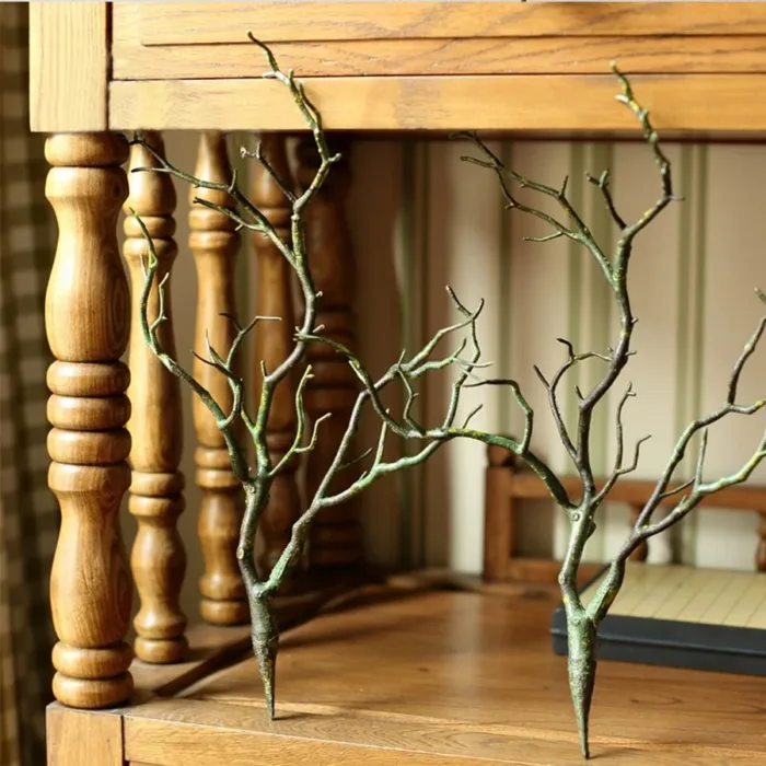 Artificial plastic branch darkness witch DIY antler headband accessories horns fake tree bifurcated white christmas decoration - Image 3