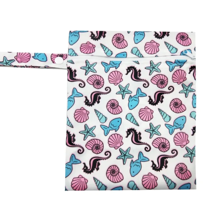 Waterproof Reusable Wet Bag Printed Pocket Nappy Organizers Travel Wet Dry Bags 25x20cm Small Diaper Bag Wet Clothing Mommy Bag - Image 9