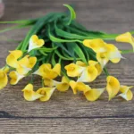 New beautiful 25 heads/bouquet mini artificial calla with leaf plastic fake lily Aquatic plants home room decoration flower - Image 3