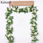 Artificial Silk Roses Flower Vine Decorative Fake Plastic Ivy Hanging Rose Garland Wedding Home Wall Decoration Faux Plants Leaf - Image 9