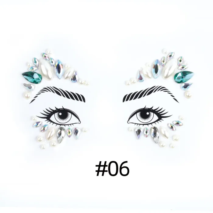 3D Sexy Face Tattoo Stickers Shiny Face Decoration Glitter Fake Tattoo Rhinestones Trendy Acrylic Drill Temporary Tattoo Sticker - Image 10
