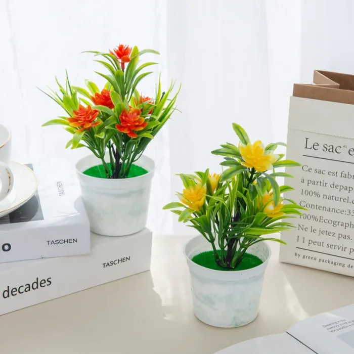 Artificial Flowers Bonsai Vase for Home Decor Mini Potted Christmas Wedding Decorative Ornamental Flowerpot Bathroom Windowsill - Image 4
