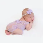 Lace Baby Rompers Newborn Infant Photography Clothes With Bow Headband Bebe Girls Photo Clothing Jumpsuit Costumes - Image 3
