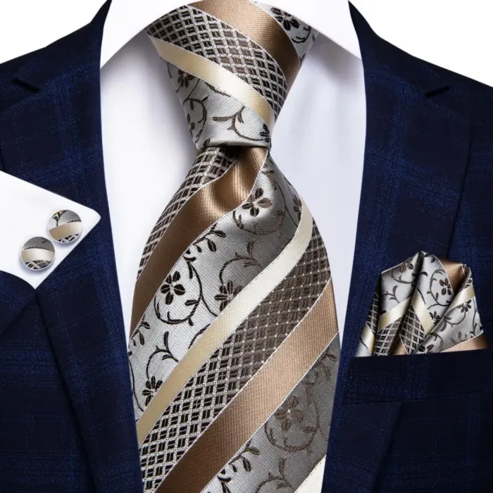 Hi-Tie Designer Black Blue Striped 63inch Silk Men Tie Extra Long Ties for Men Woven Classic 160cm Men Necktie Pocket Square Set - Image 34