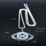 Islam Hamsa Evil Blue Eye Necklace Stainless Steel Turkish Eye Chain Bracelet Greek Jewelry ojo turco acero inoxidable N1137S02 - Image 6