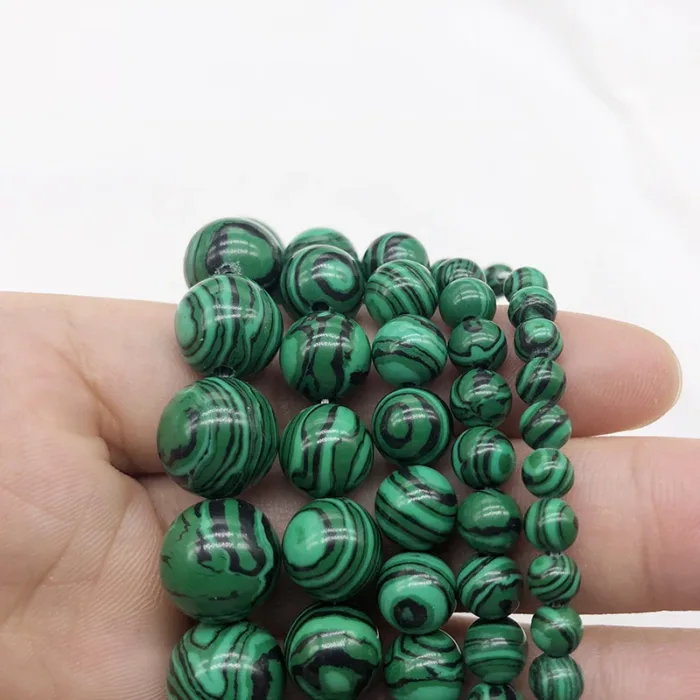 Natural Green Malachite Stone Round Loose Beads 4 6 8 10 12 14mm For Jewelry Making Bracelet Necklace Diy  Strand 15" Wholesale - Image 3