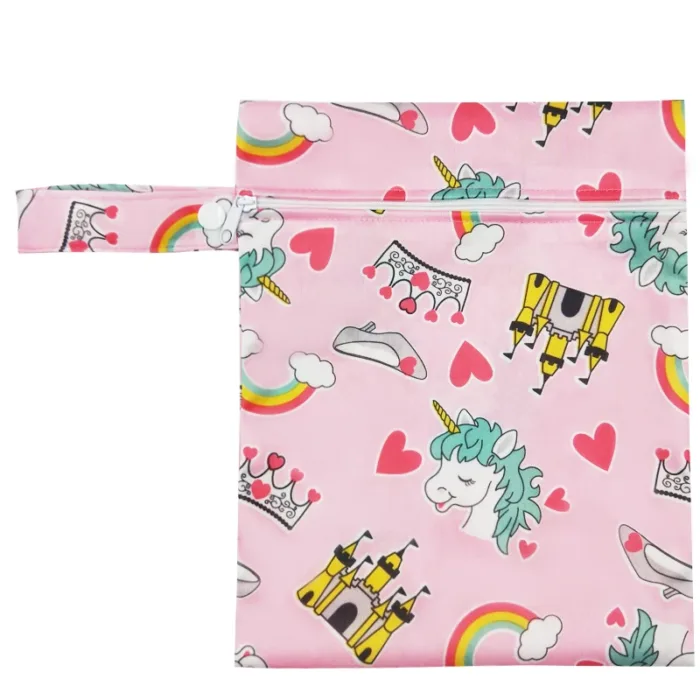 Waterproof Reusable Wet Bag Printed Pocket Nappy Organizers Travel Wet Dry Bags 25x20cm Small Diaper Bag Wet Clothing Mommy Bag - Image 17