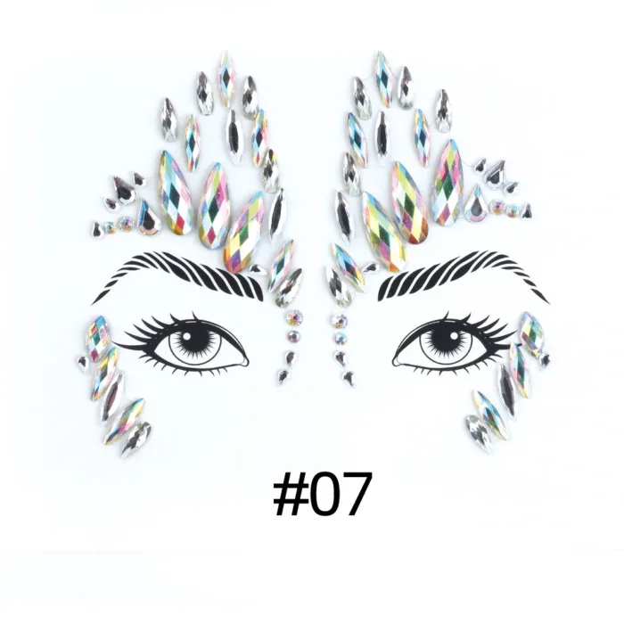 3D Sexy Face Tattoo Stickers Shiny Face Decoration Glitter Fake Tattoo Rhinestones Trendy Acrylic Drill Temporary Tattoo Sticker - Image 9