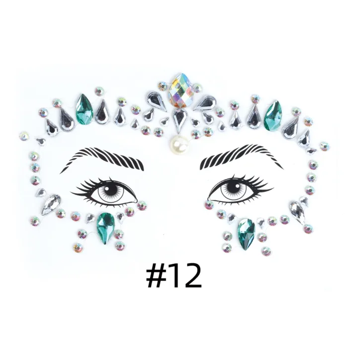 3D Sexy Face Tattoo Stickers Shiny Face Decoration Glitter Fake Tattoo Rhinestones Trendy Acrylic Drill Temporary Tattoo Sticker - Image 17