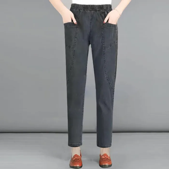 Women Plus Size 4xl Casual Denim Ankle-length Pants Vintage Mom Baggy Vaqueros Elastic High Waist Spring Summer Harem Jeans - Image 8