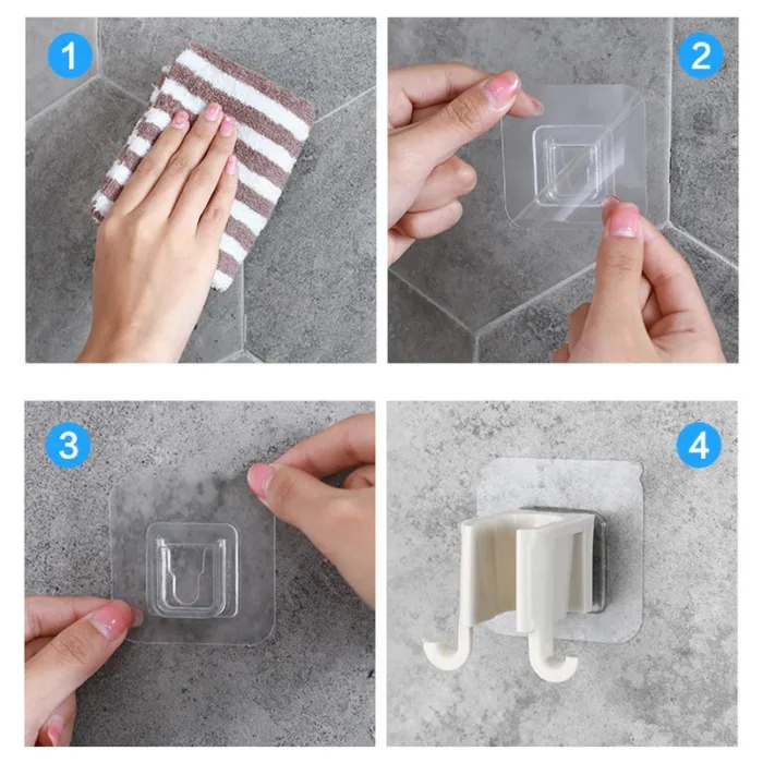1 PCS ABS Shower Head Holder Self-Adhesive Showerhead Fixed Bracket Wall Mount With 2 Hooks Stand Bathroom Universal Accessories - Image 5