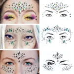 3D Sexy Face Tattoo Stickers Shiny Face Decoration Glitter Fake Tattoo Rhinestones Trendy Acrylic Drill Temporary Tattoo Sticker - Image 2