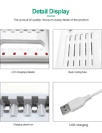 PUJIMAX  Battery Charger USB Output 8 slots Charger For AA/AAA Ni-Cd Rechargeable Batteries For remote control microphone camera - Image 6