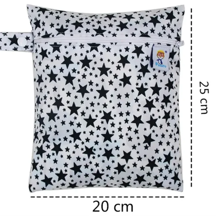 Waterproof Reusable Wet Bag Printed Pocket Nappy Organizers Travel Wet Dry Bags 25x20cm Small Diaper Bag Wet Clothing Mommy Bag - Image 5