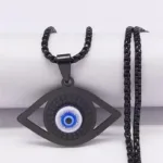 Islam Hamsa Evil Blue Eye Necklace Stainless Steel Turkish Eye Chain Bracelet Greek Jewelry ojo turco acero inoxidable N1137S02 - Image 11