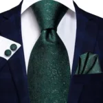 Hi-Tie Designer Black Blue Striped 63inch Silk Men Tie Extra Long Ties for Men Woven Classic 160cm Men Necktie Pocket Square Set - Image 28