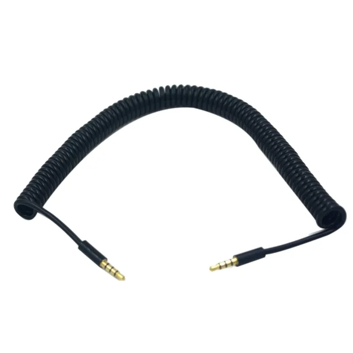3.5mm Male to Male Jack 4 Pole Extension Aux Audio Coiled Spiral Cable 1.5M - Image 1